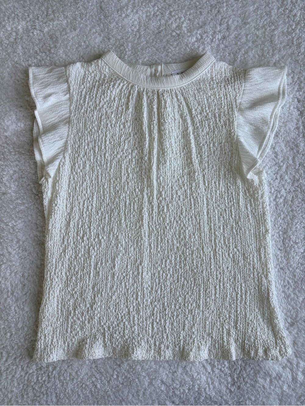 THML Gavin Textured Ruffle Sleeve Partial Button-Back Top - Size Medium